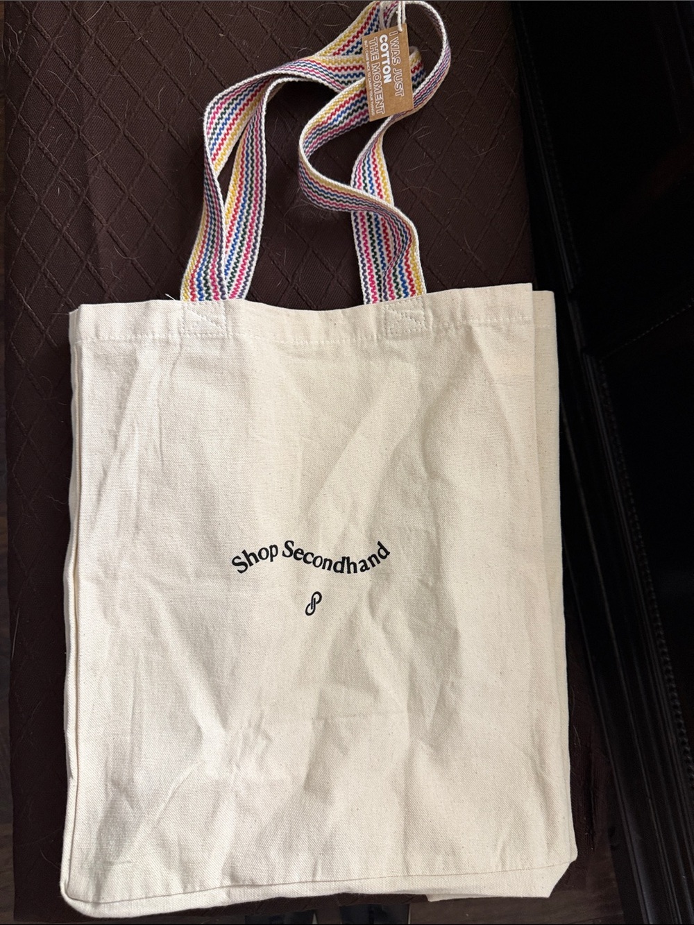 Poshmark Cream Canvas Tote with Multicolor Straps